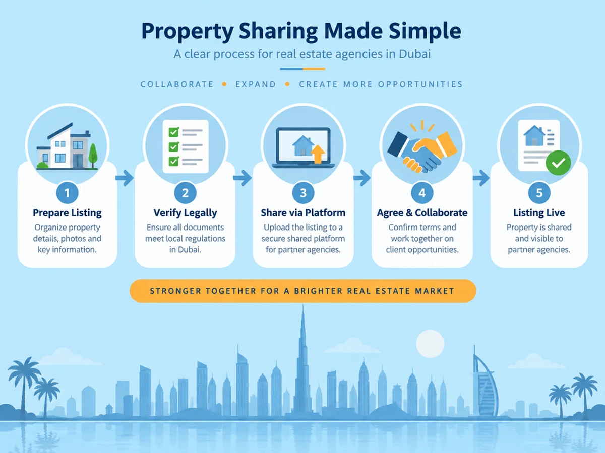 How to Share Property Listings Between Real Estate Agencies in Dubai: Step-by-Step Guide (2026)
