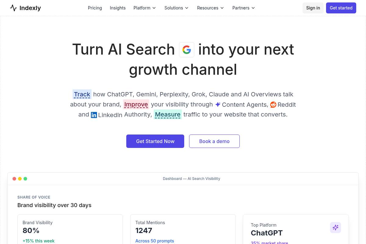 1. Indexly — Best for AI Search Visibility, LinkedIn Authority, and GEO Content