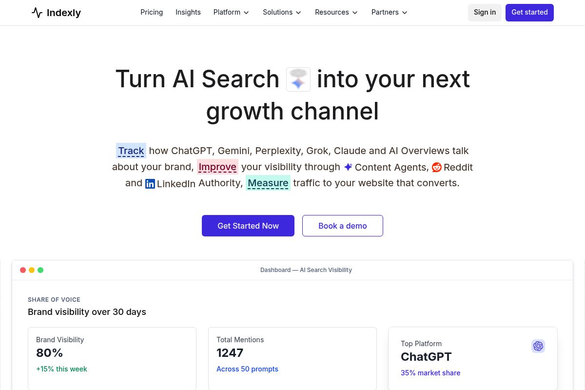 1. Indexly — Best for Full-Stack AI Search Visibility and Lead Generation