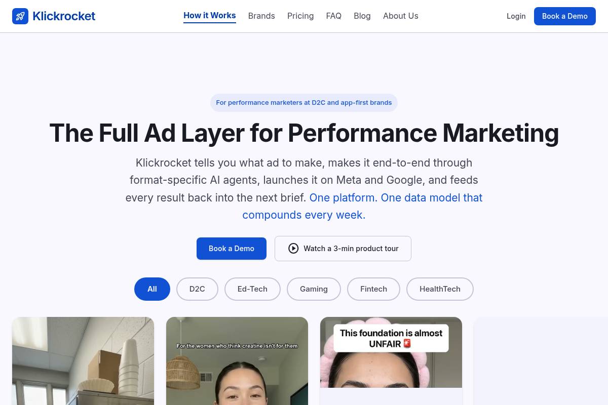 1. Klickrocket: Best for End-to-End AI Ad Intelligence and Creative Production
