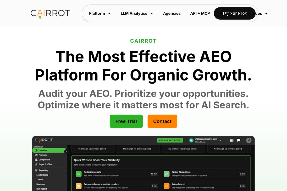10. Cairrot — Best for Solo Consultants and Boutique Agencies Needing Developer-Friendly API Access