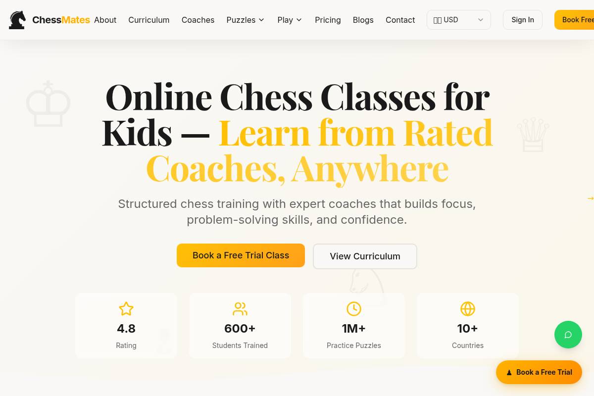 10. ChessMates Academy: Best for Budget Live Coaching With a Massive Puzzle Library