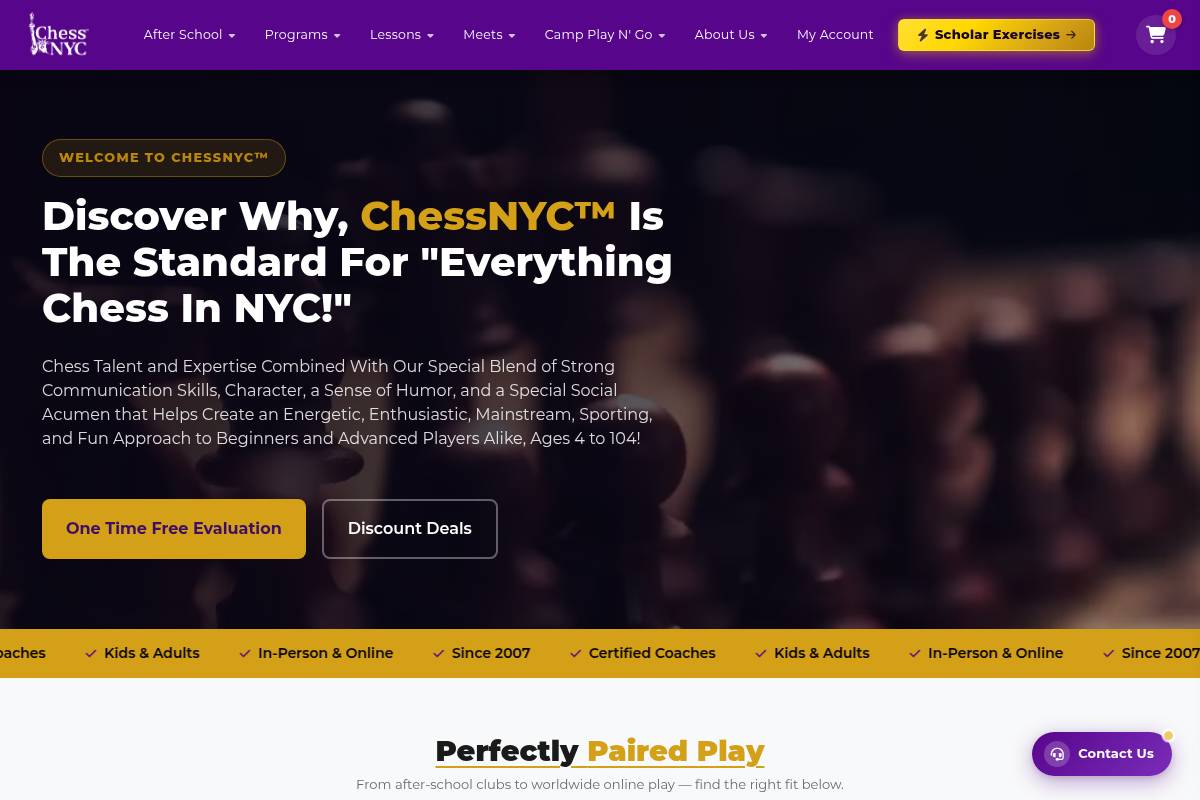10. ChessNYC: Best for In-Person NYC Tournament Prep and Camps