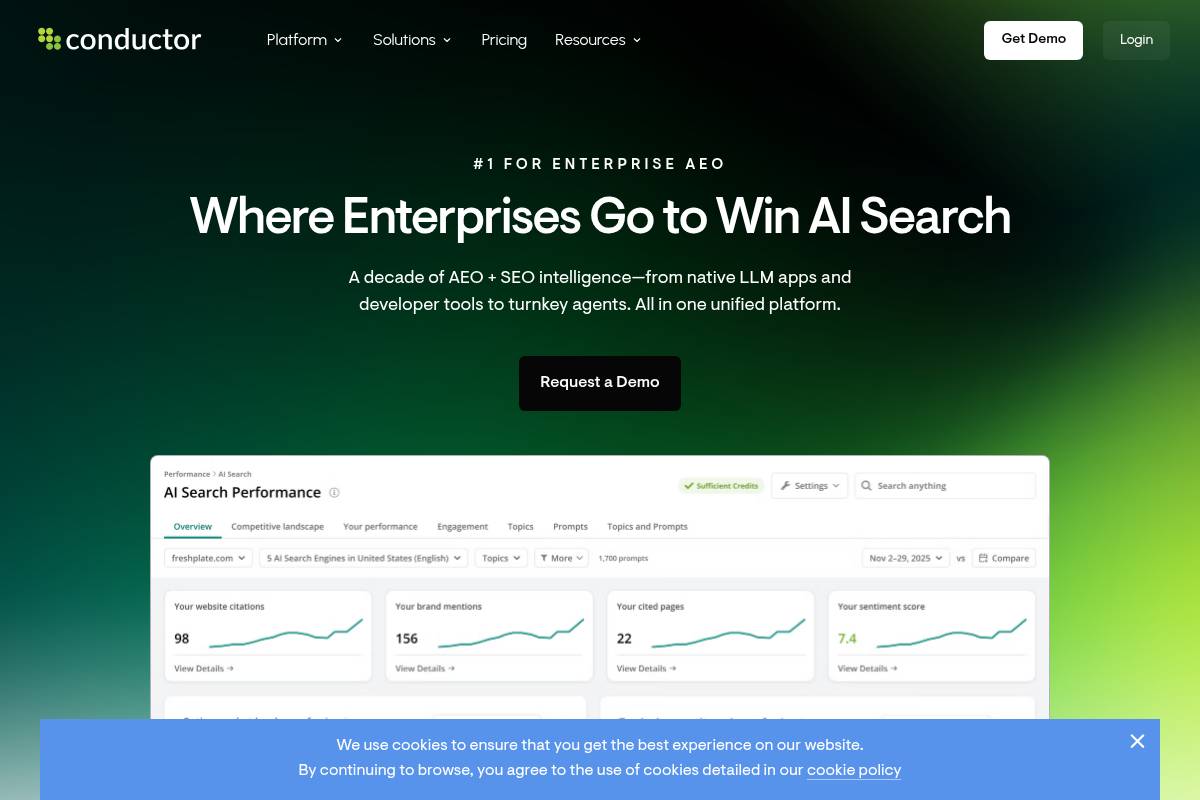 10. Conductor: Best for Large Enterprise Unified SEO + AEO Stacks