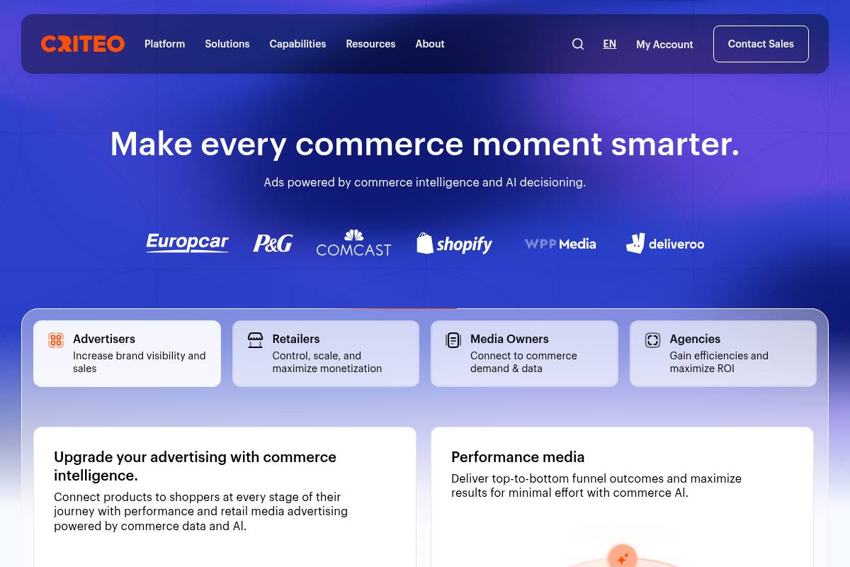 10. Criteo: Best for Commerce Media and Retail Retargeting