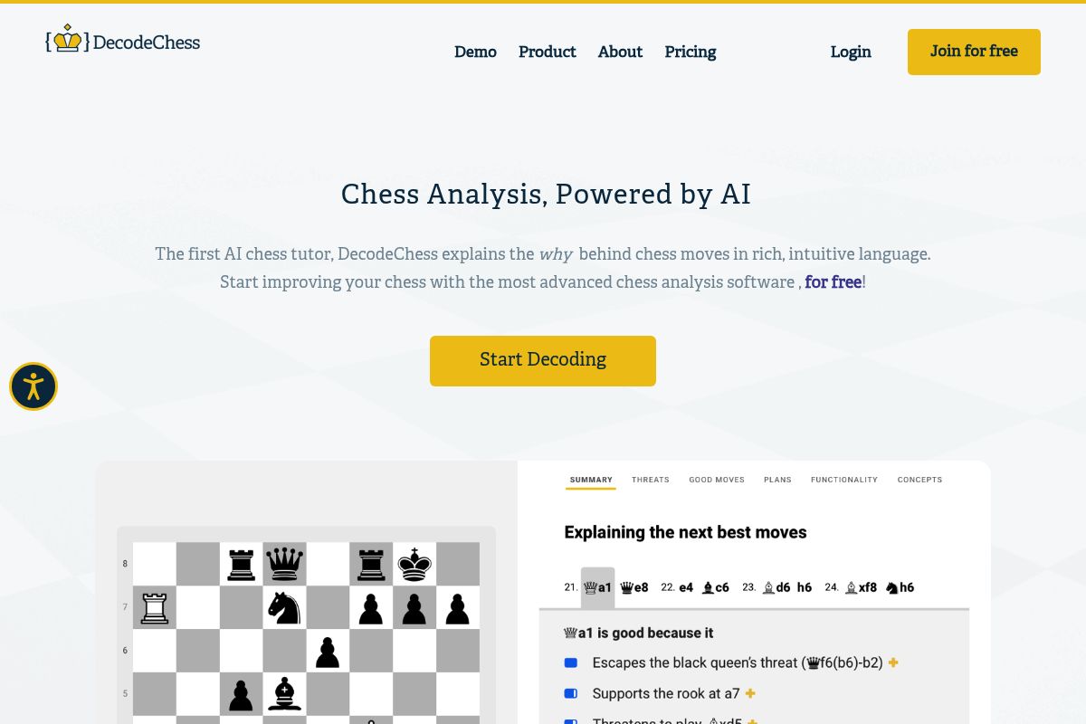 10. DecodeChess — Best for Plain-English Move Explanations