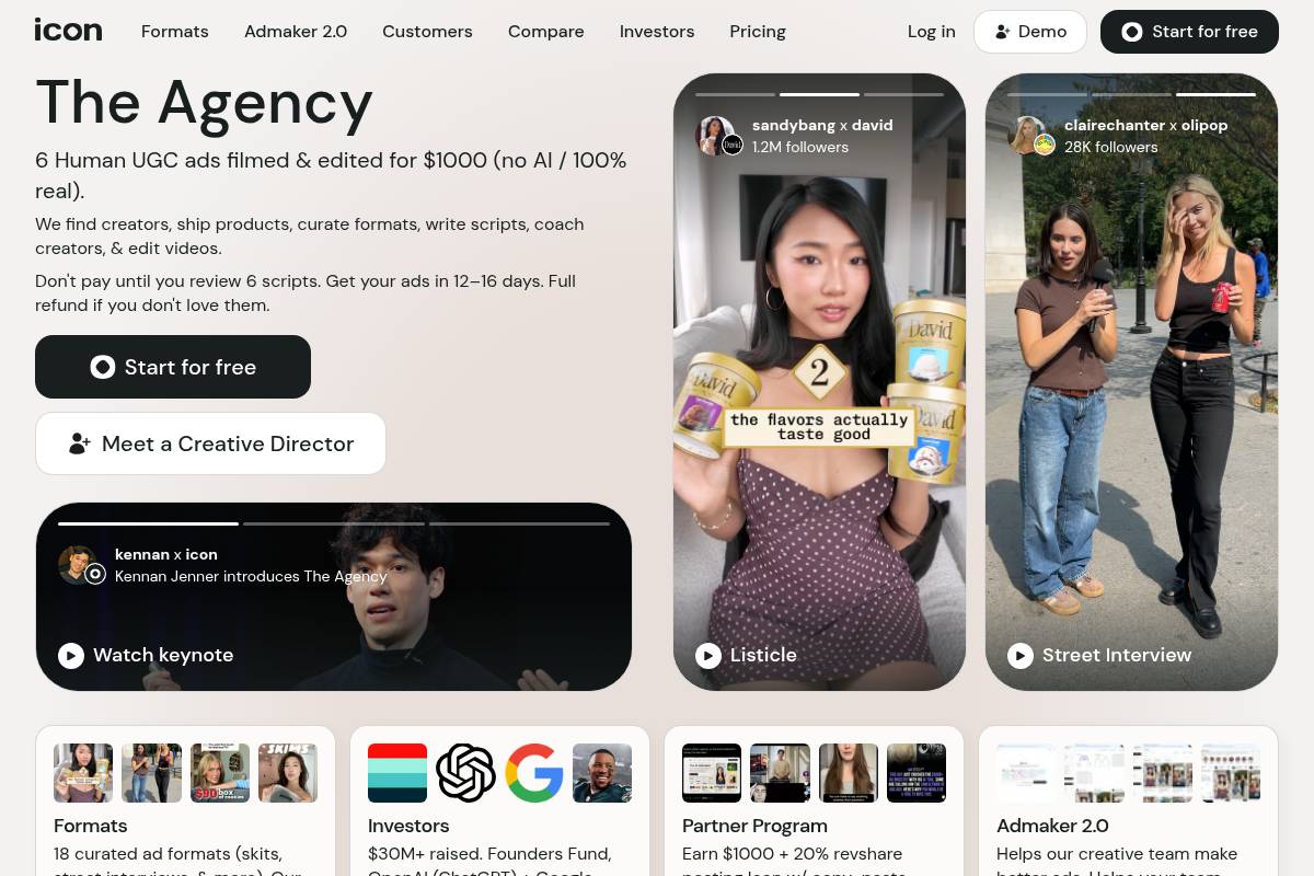 10. Icon: Best for Done-for-You Human-Filmed UGC Ads