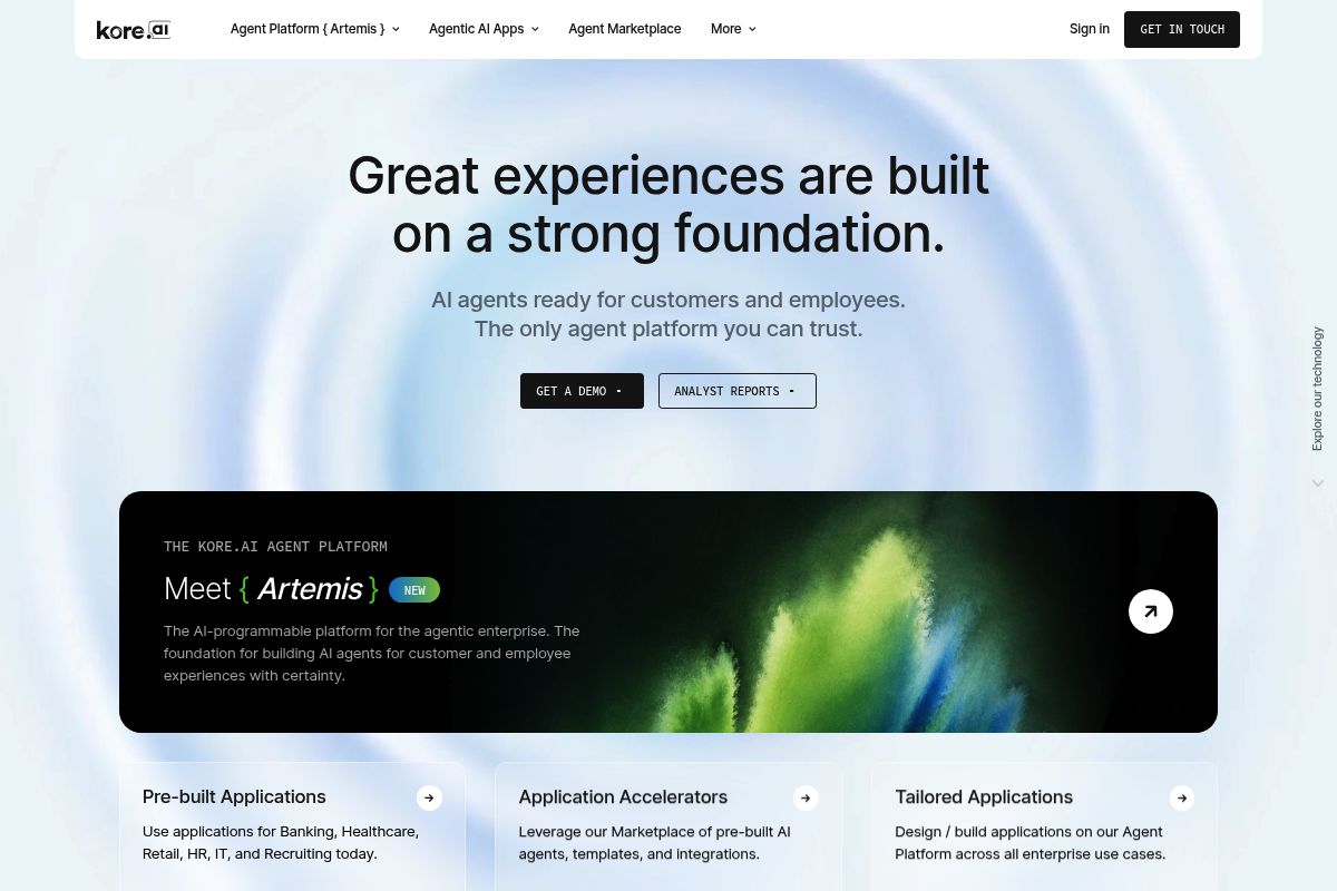 10. Kore.ai XO Platform (Self-Serve) — Best for Mid-Market Teams Beginning Their Enterprise AI Journey