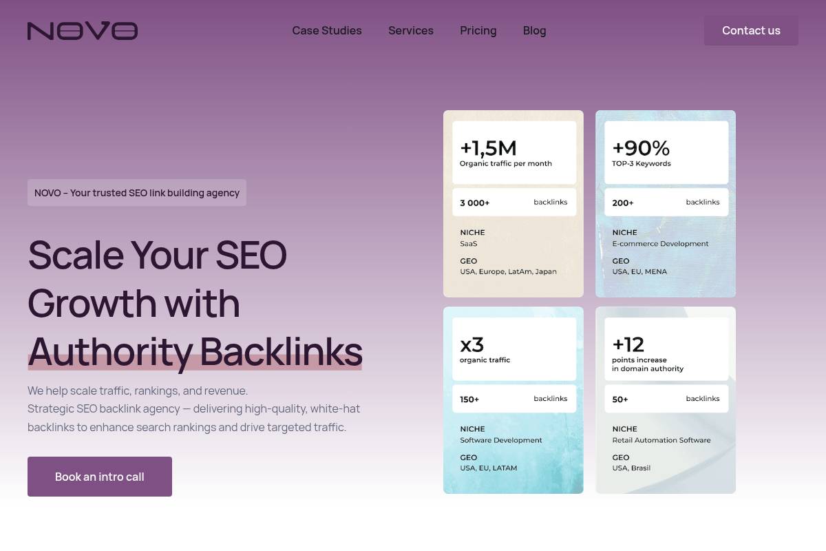 10. NOVO Marketing — Best for Pure-Play Link Building and Authority Signals