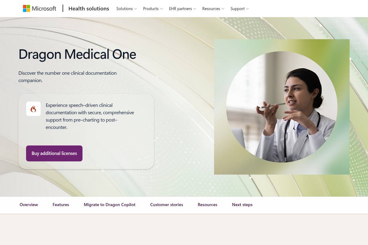 10. Nuance Dragon Medical One — Best for HIPAA-Compliant Medical Speech-to-Text