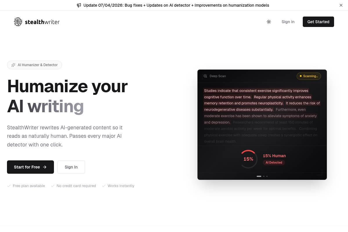 10. StealthWriter — Best for Sentence-Level Fine-Tuning