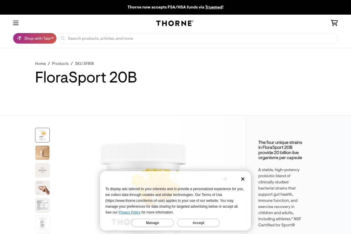 10. Thorne FloraSport 20B: Best for NSF Certified for Sport, Clinical-Grade Quality