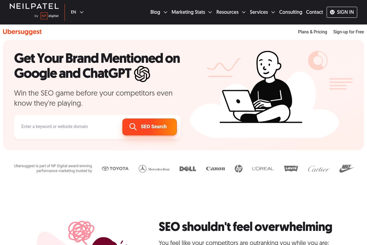 10. Ubersuggest: Best Low-Cost Entry-Level Keyword Research