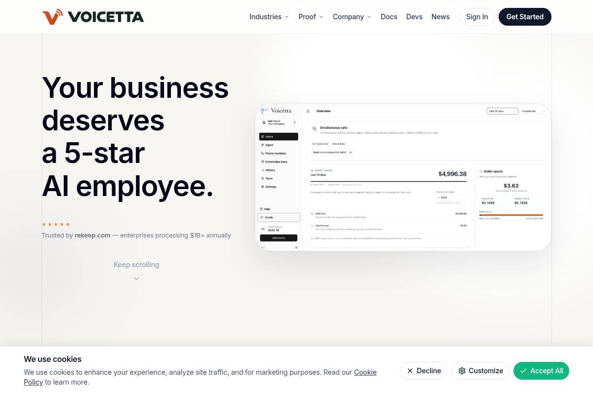 10. Voicetta: Best Niche, Real-Estate-Only Inbound Execution