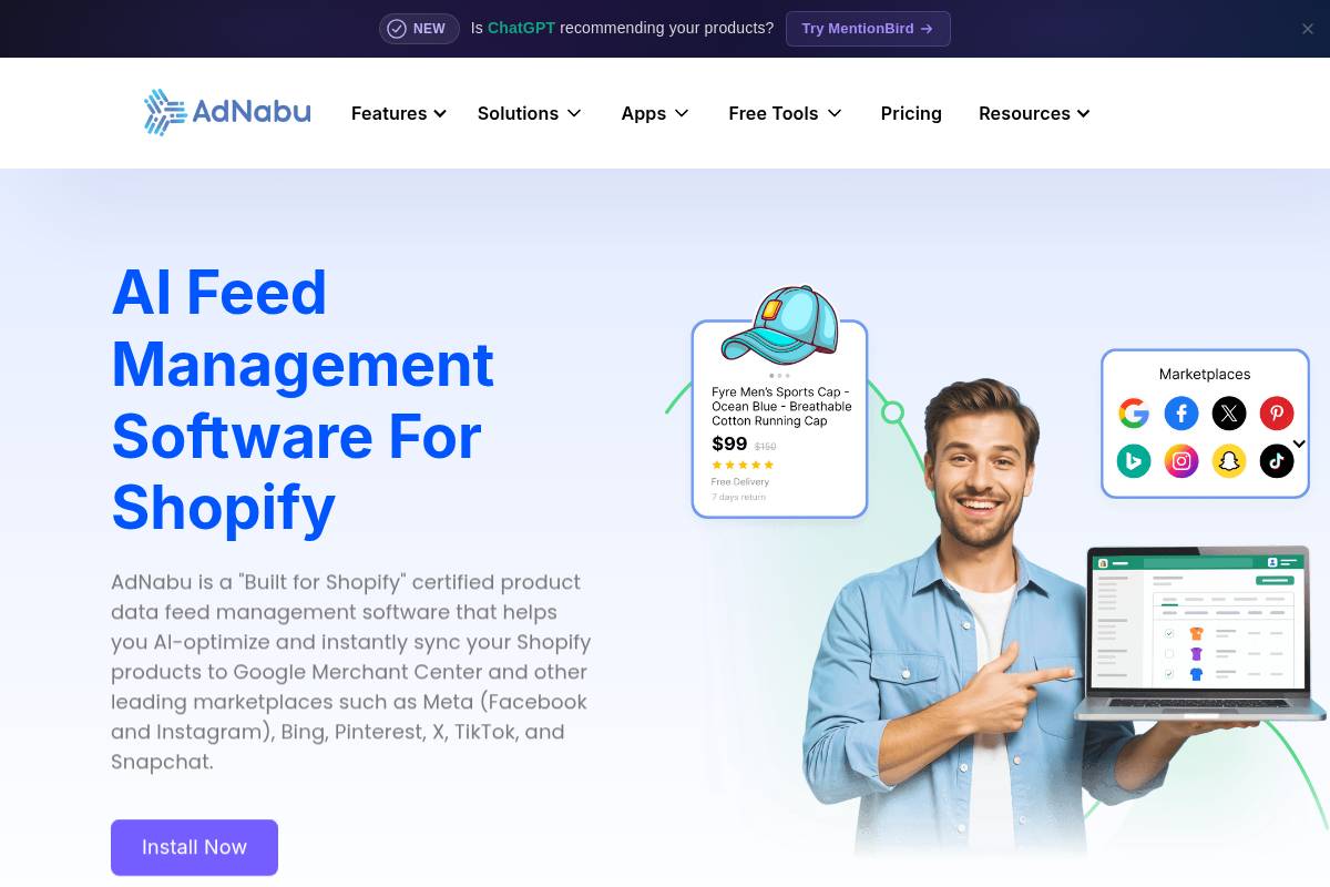 2. AdNabu: Best for Shopify Google Shopping Automation