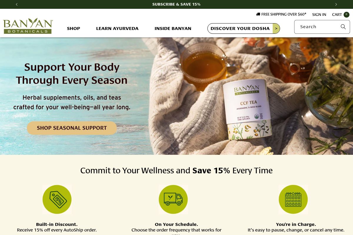 2. Banyan Botanicals — Best for USDA Organic Dosha-Specific Formulas