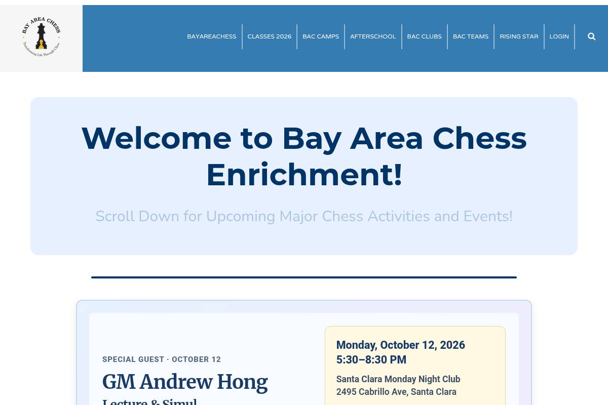 2. Bay Area Chess: Best for Bay Area Live Group Classes