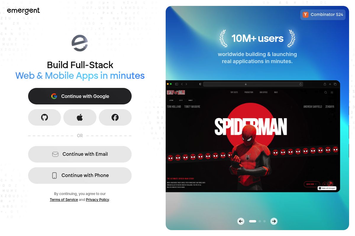 2. Emergent — Best for Full-Stack AI App Builders