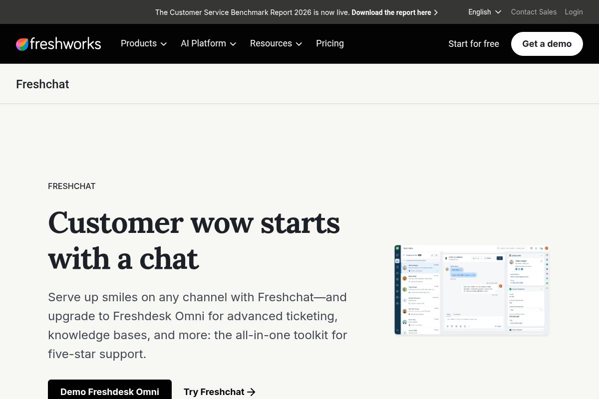 2. Freshchat: Best for Omnichannel Live Chat and Bots