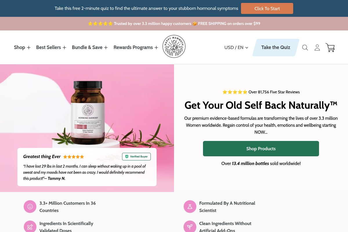 2. Happy Mammoth Hormone Harmony — Best for Perimenopause and Hormonal Balance