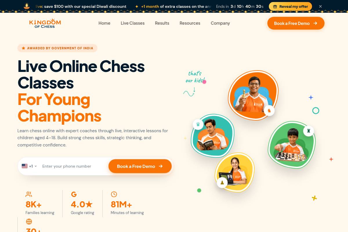 2. Kingdom of Chess: Best for Live 1-on-1 FIDE Coaching Across Time Zones