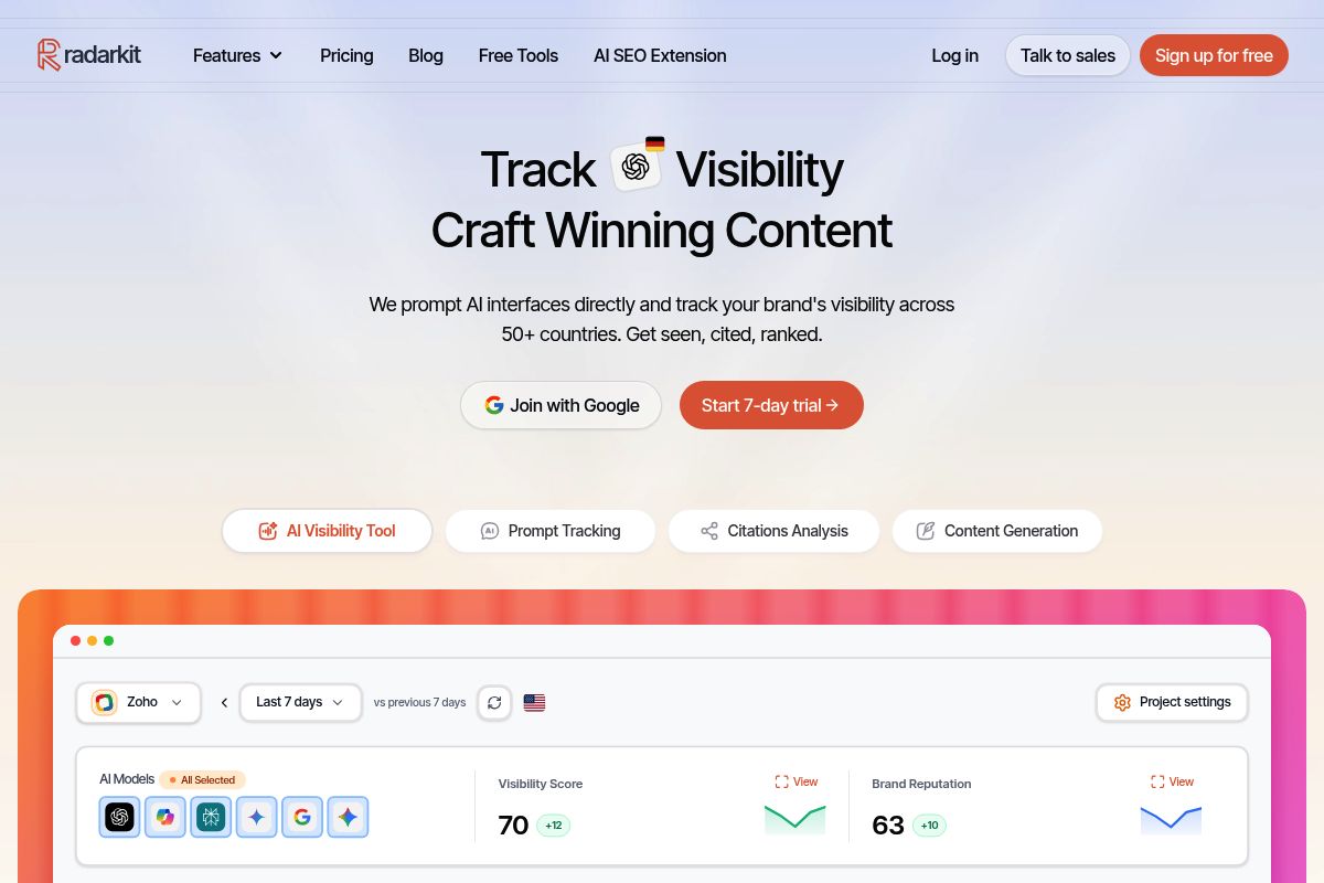 2. Radarkit — Scrunch alternatives