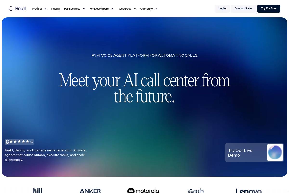 2. Retell AI — Best for Developer-Friendly Enterprise Compliance