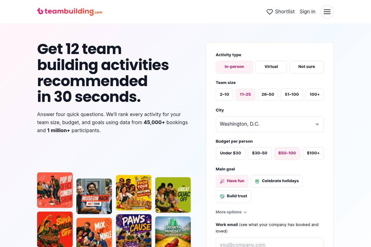 2. Teambuilding.com: Best for Fully Hosted Corporate Events