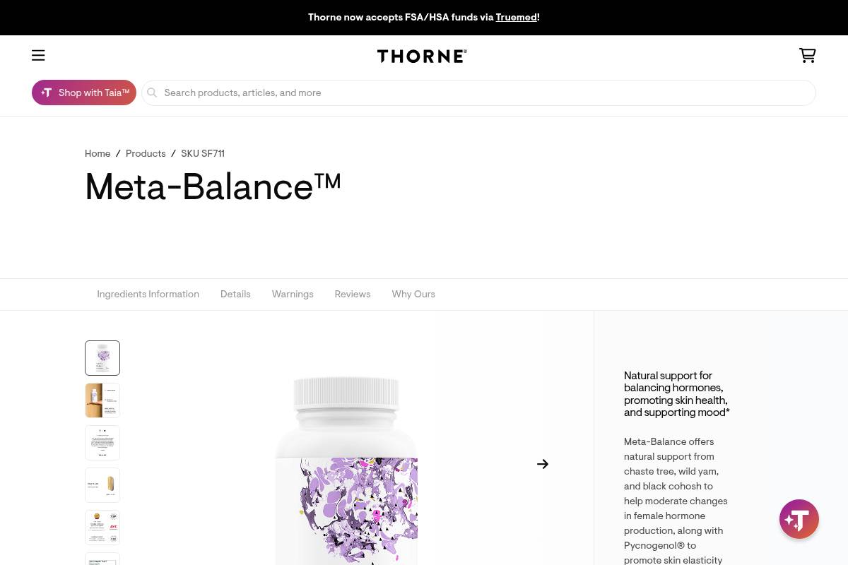 2. Thorne Meta-Balance — Best for Clinician-Trusted Botanical Hormone Support