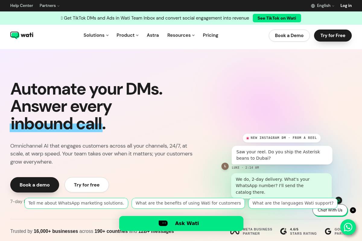 2. Wati: Best for Shared Team Inboxes