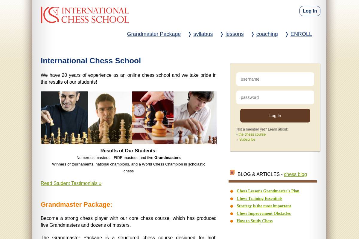 3. International Chess School — Best for Structured Path to Master Level
