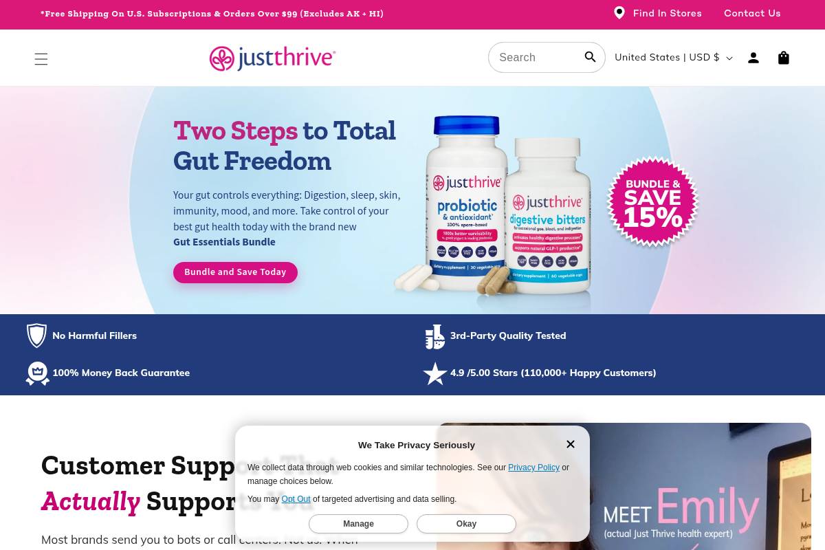 3. Just Thrive Probiotic & Antioxidant: Best for Daily Spore-Based Maintenance