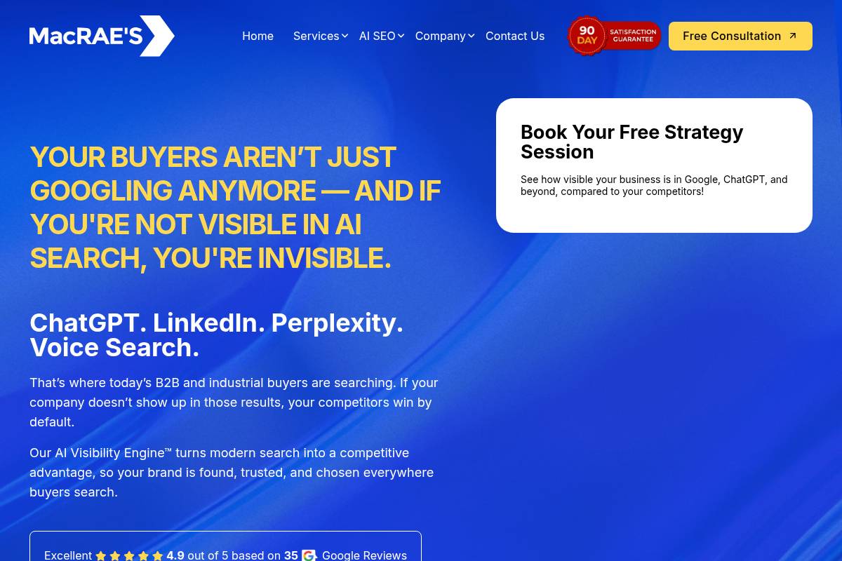 3. MacRAE's: Best for B2B, Industrial and Manufacturing SEO