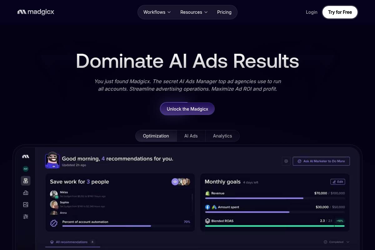 3. Madgicx: Best for AI-Powered Meta and Google Ad Optimization