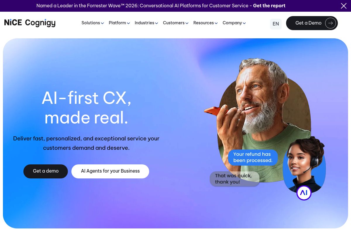3. NiCE Cognigy — Best for Multi-Channel Fortune 500 Contact Center Automation