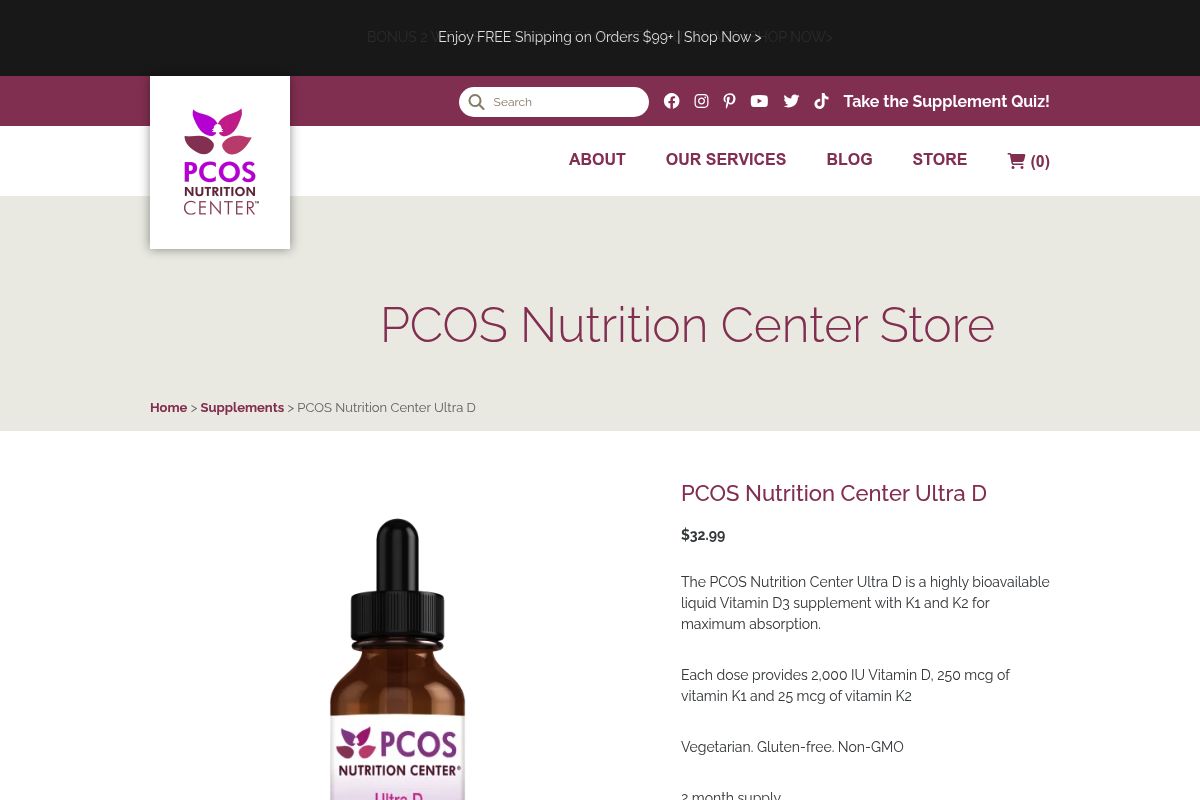 3. PCOS Nutrition Center Ultra D: Best for PCOS-Specific Liquid D3 with K1 and K2