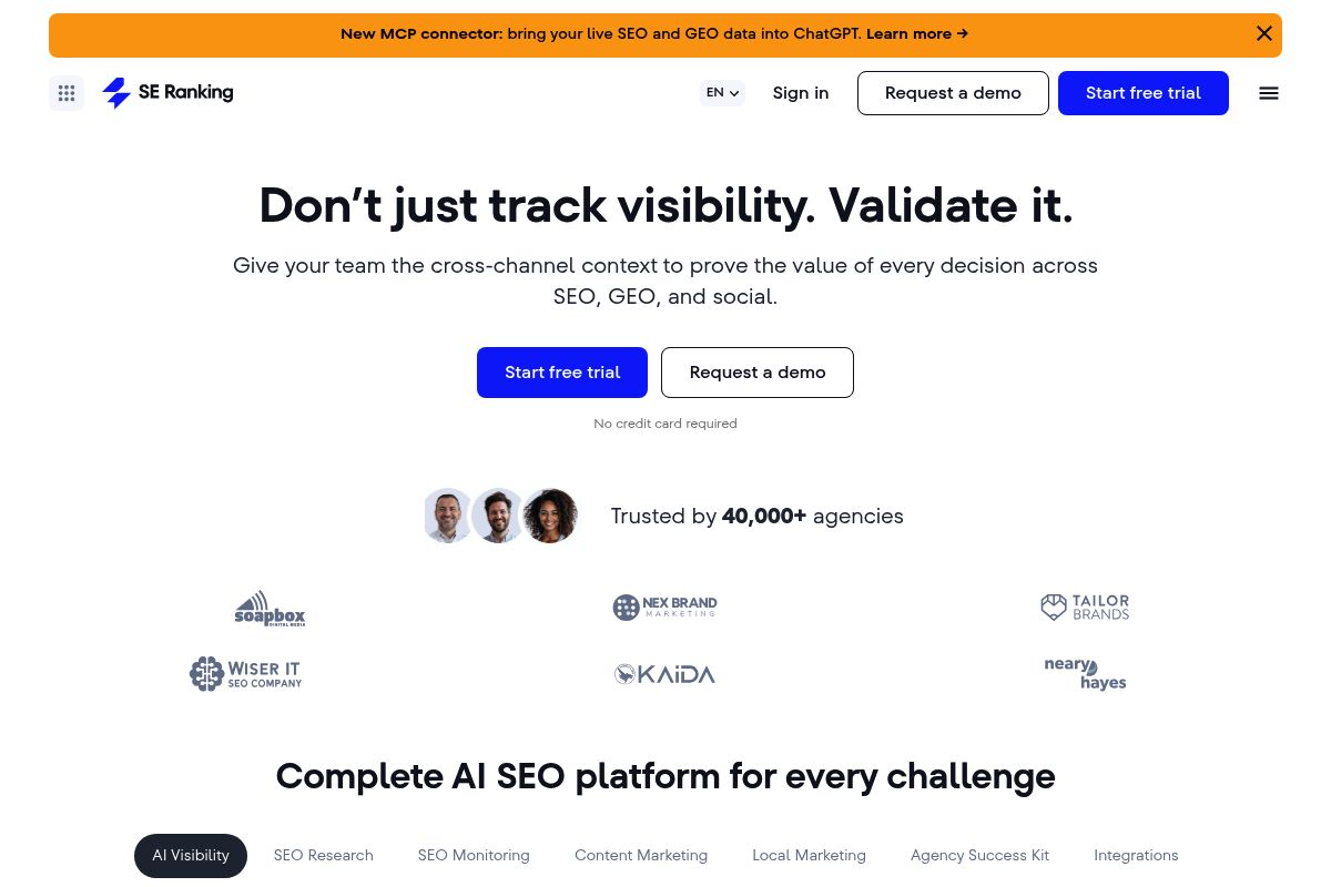 3. SE Ranking AI Visibility Tracker — Best for SEO Teams Extending an Existing Stack