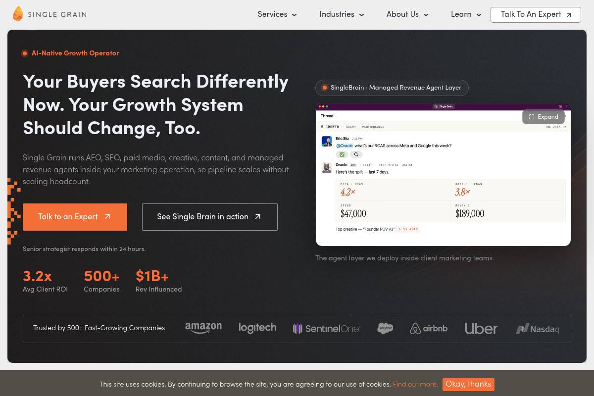 3. Single Grain: Best for Enterprise Growth Marketing With AI-First Strategy