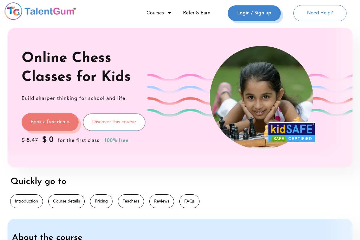3. TalentGum: Best for Flexible Live Classes with a FIDE Certification Pathway