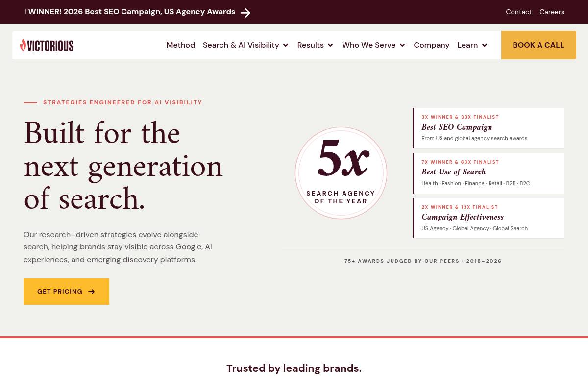 3. Victorious SEO: Best for Enterprise SEO and AEO Combined Programs