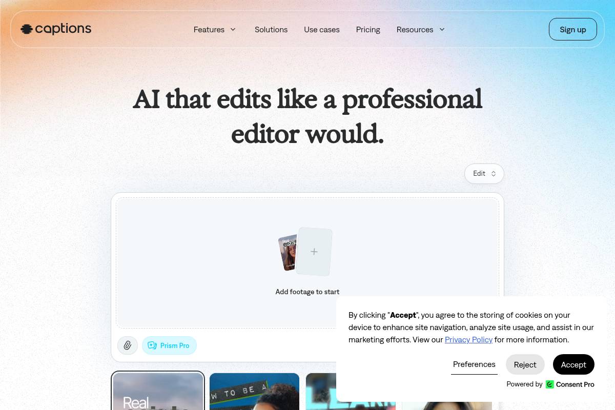4. Captions AI: Best for Mobile-First AI Editing and AI Actors