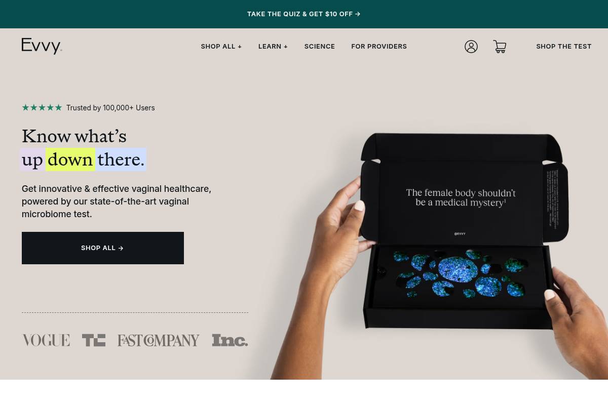 4. Evvy: Best for Data-Driven Microbiome Testing