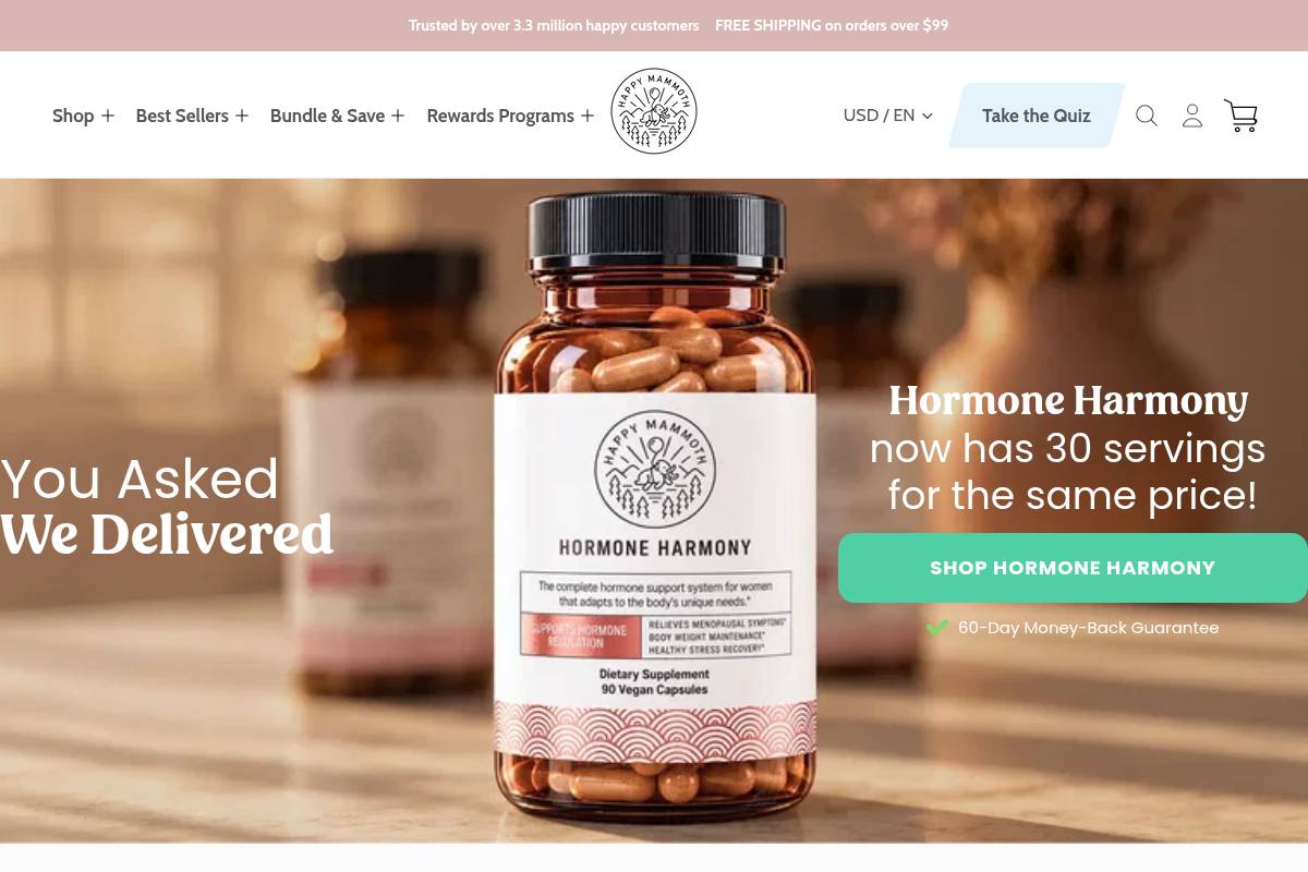 4. Happy Mammoth Hormone Harmony: Best for Perimenopause Symptom Relief