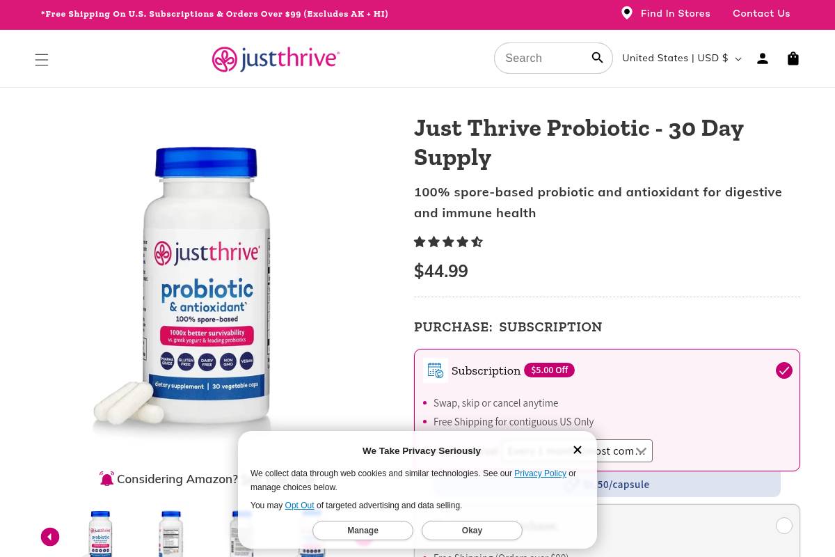 4. Just Thrive Probiotic & Antioxidant: Best for Spore-Based Survivability