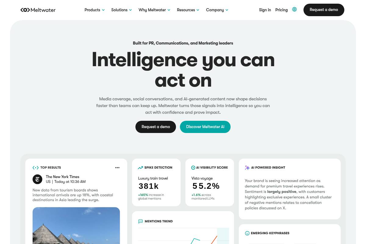 4. Meltwater — Best for Enterprise PR and Media Intelligence with LinkedIn Coverage