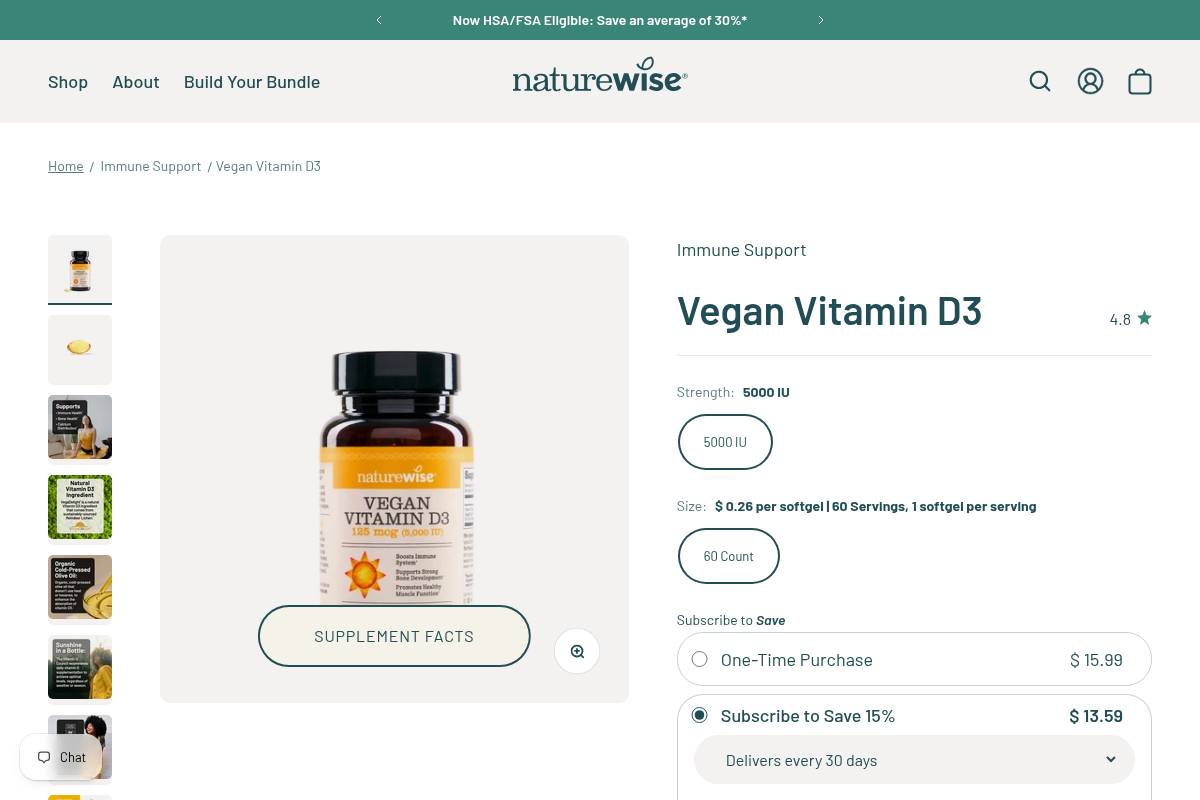 4. NatureWise Vegan Vitamin D3 — Best for Budget-Conscious Women Seeking NSF-Certified D3