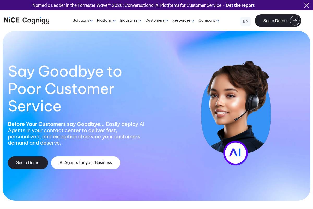 4. NiCE Cognigy — Best for Global Enterprise CCaaS with Omnichannel AI