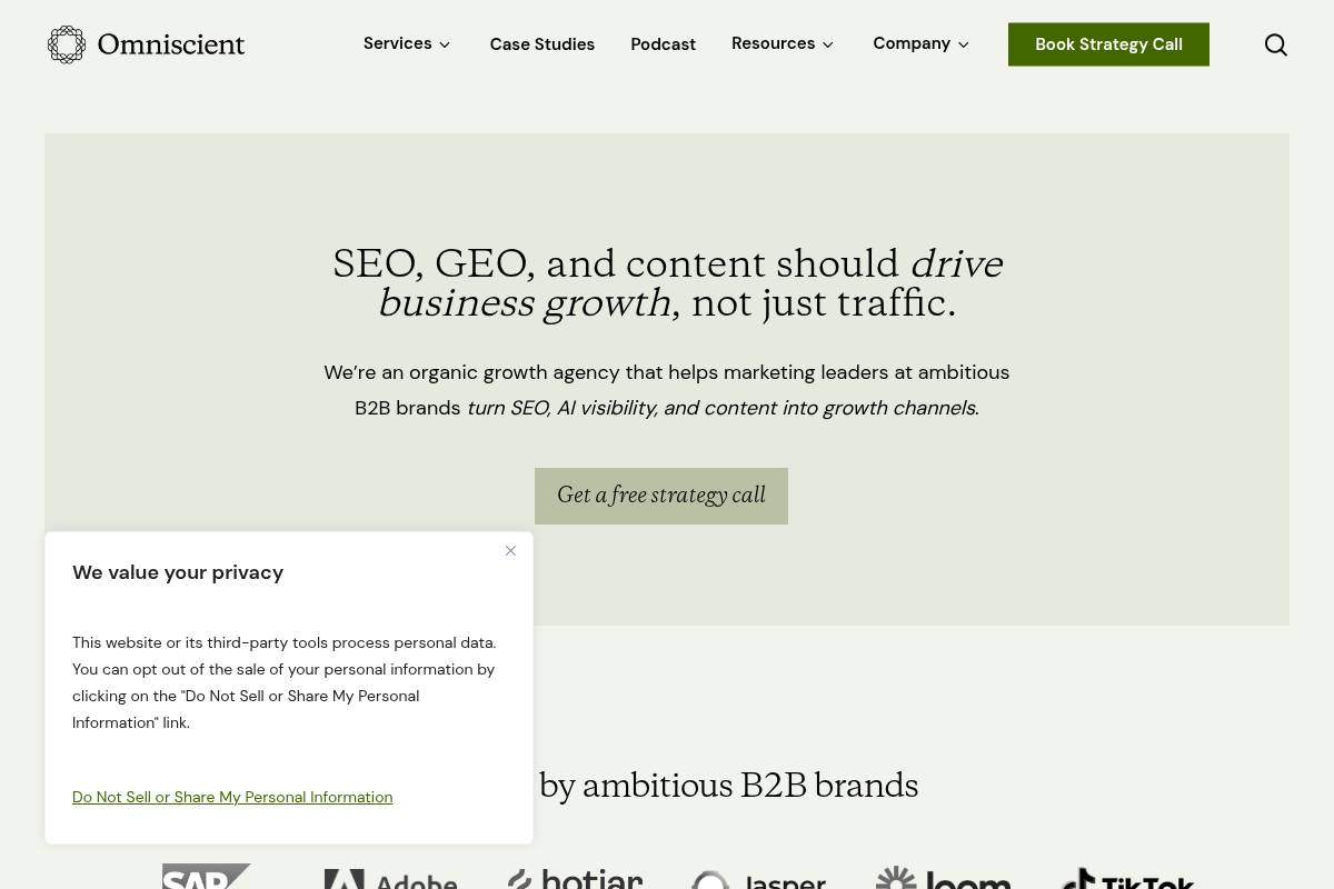 4. Omniscient Digital: Best for B2B SaaS Organic Growth and GEO