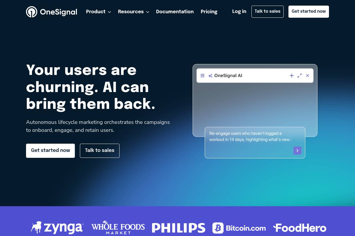 4. OneSignal — Best for Push, In-App, and Email Engagement