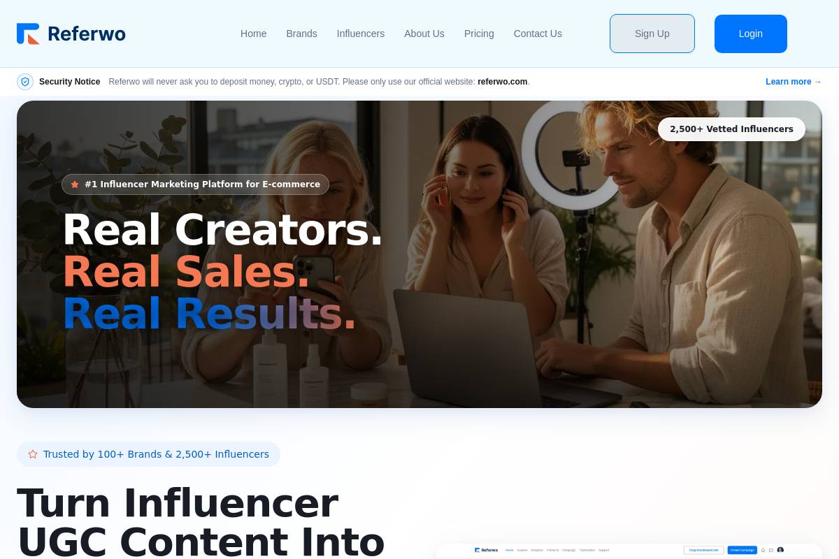4. Referwo: Best for Performance-Based Influencer Marketing